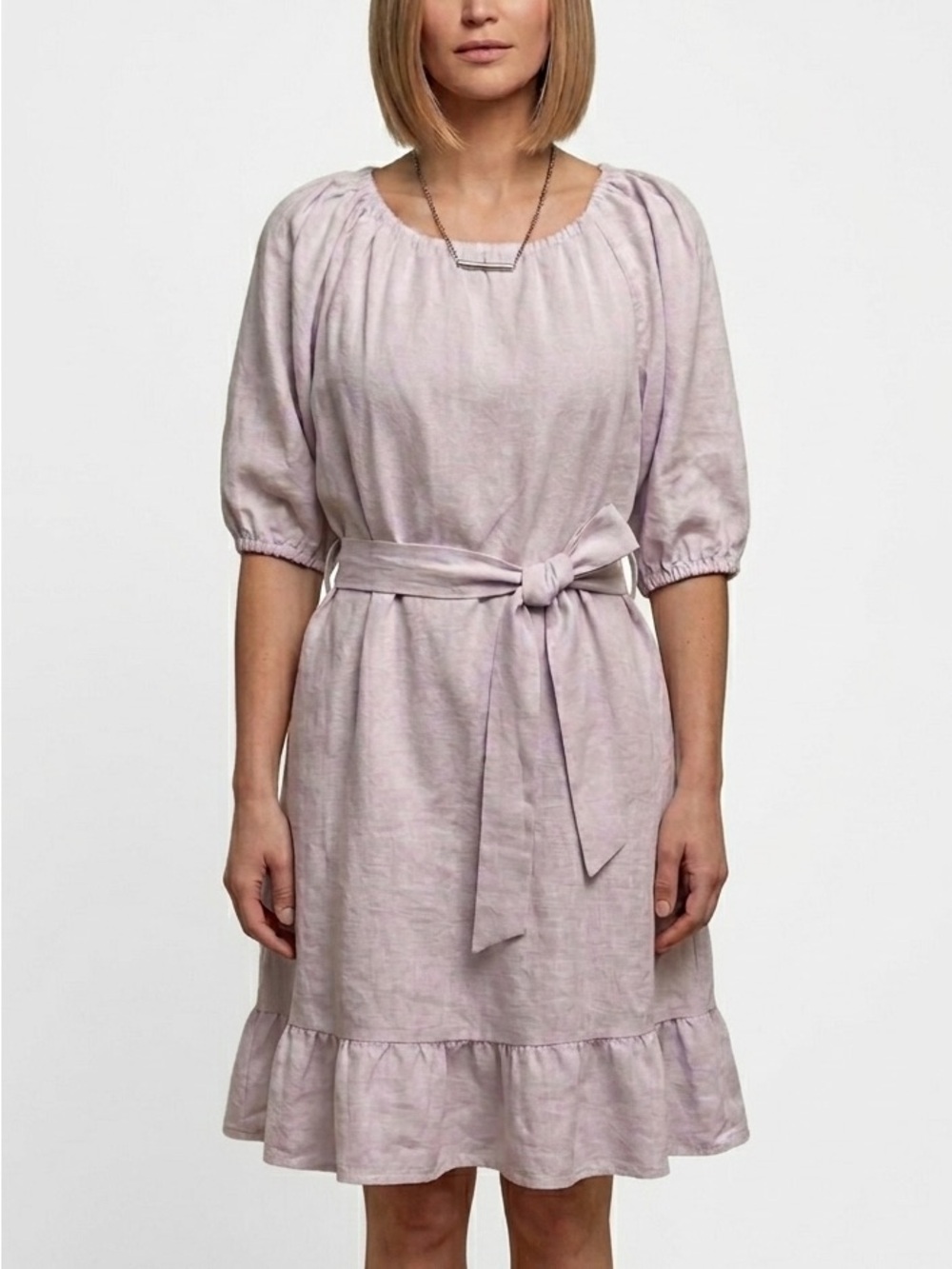 Saks Fifth Avenue Soft Lavender Tie-Waist Mini Dress